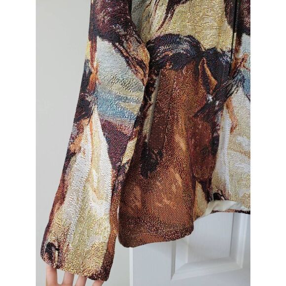 Retrovert horse western stitch zip up hoodie M NWOT - Picture 3 of 7